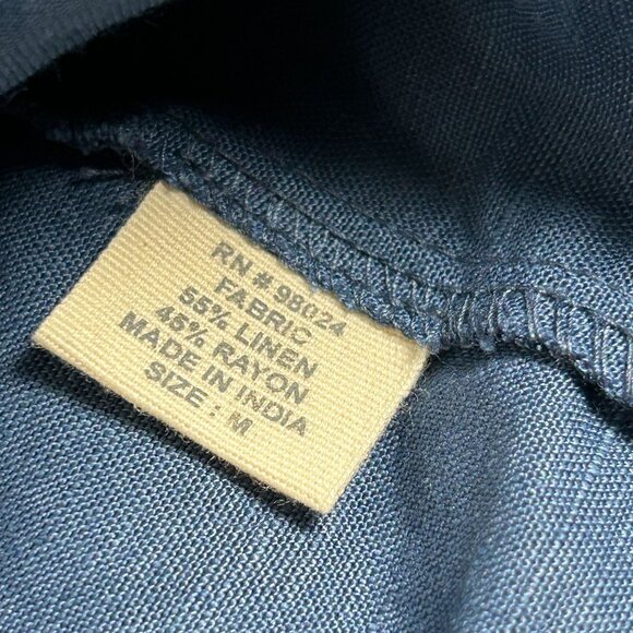 Jennifer & Grace Womens Blue Linen Blend Button-Down Tunic Top Medium 3/4 Sleeve - Picture 3 of 8